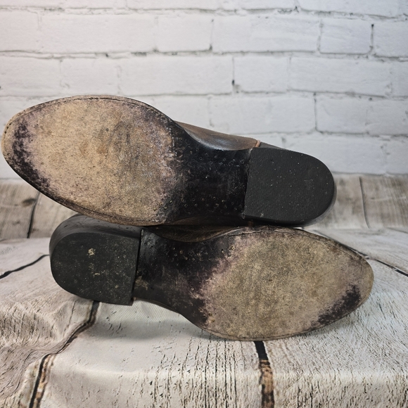 J.B. DILLION WOMENS WESTERN BOOT SIZE 9 DARK BROWN DISTRESSED ROUND TOE WOMENS - Picture 8 of 13